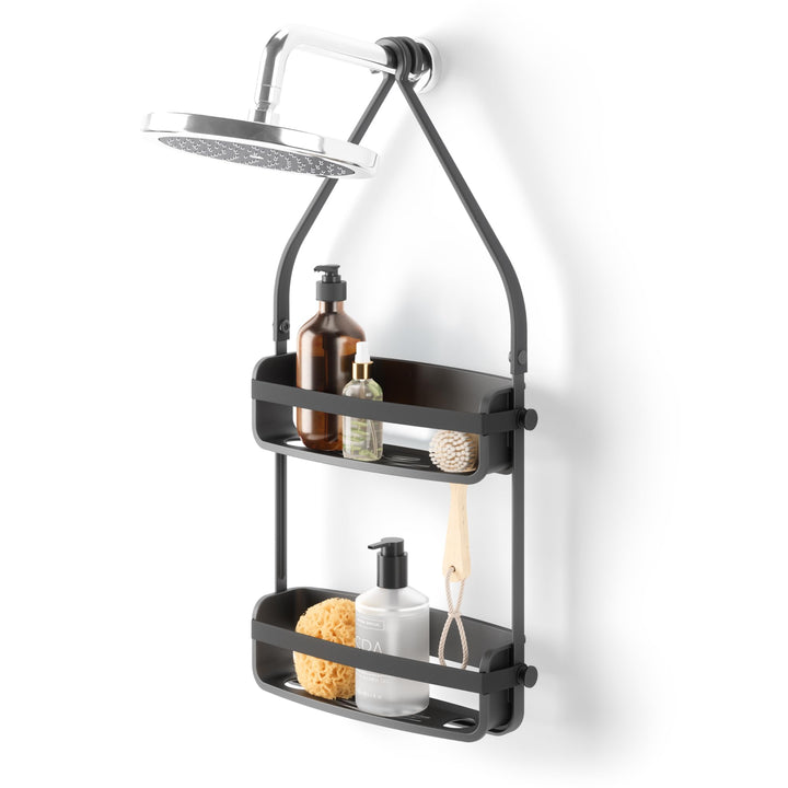 Umbra Flex Duschablage, Duschregal, Duschcaddy, Duschdiener, Schwarz Schwarz Duschablage mit 2 Fäche