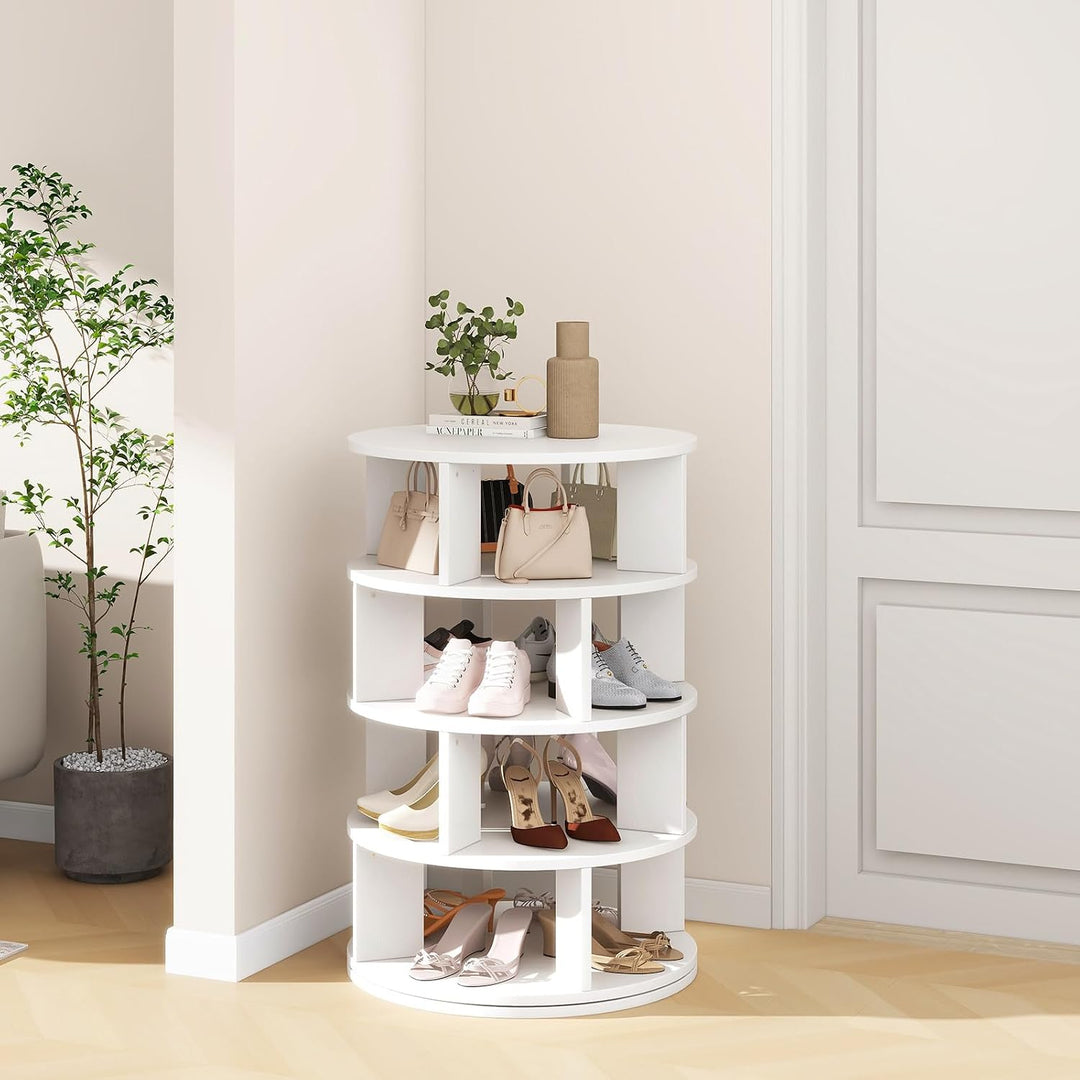IBUYKE Drehbares Schuhregal mit 4 Etagen, 360° Drehbarer Schuhschrank für 16 Paar Schuhe, Vertikaler