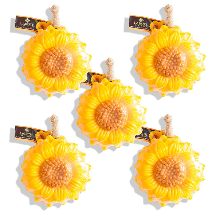 LABOTE Handgemachte thailändische Bio Naturseife Sonnenblume mit typischem Duft, 5 Stück, Sonnenblum