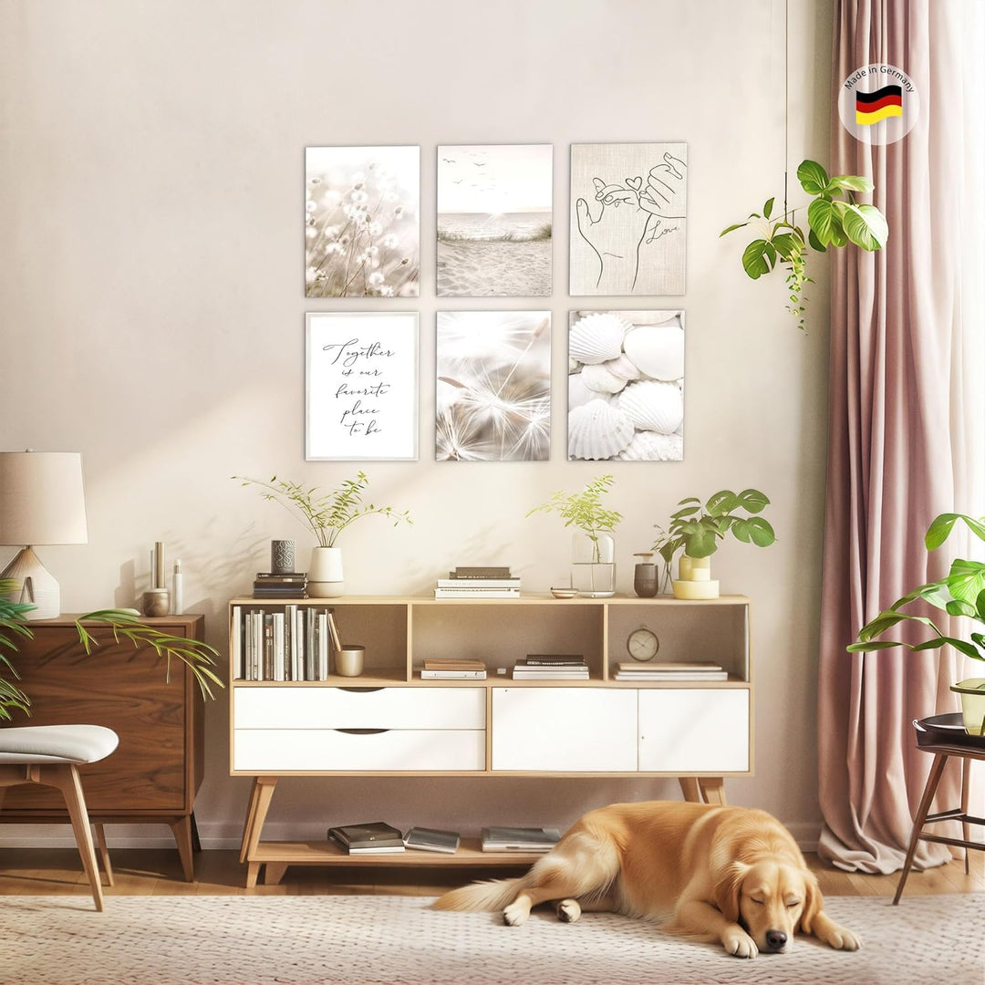 Novart Wandbilder Set - KOMPLETT AUFHÄNGFERTIG - Made in Germany - Moderne Bilder Boho Strand Wohnzi