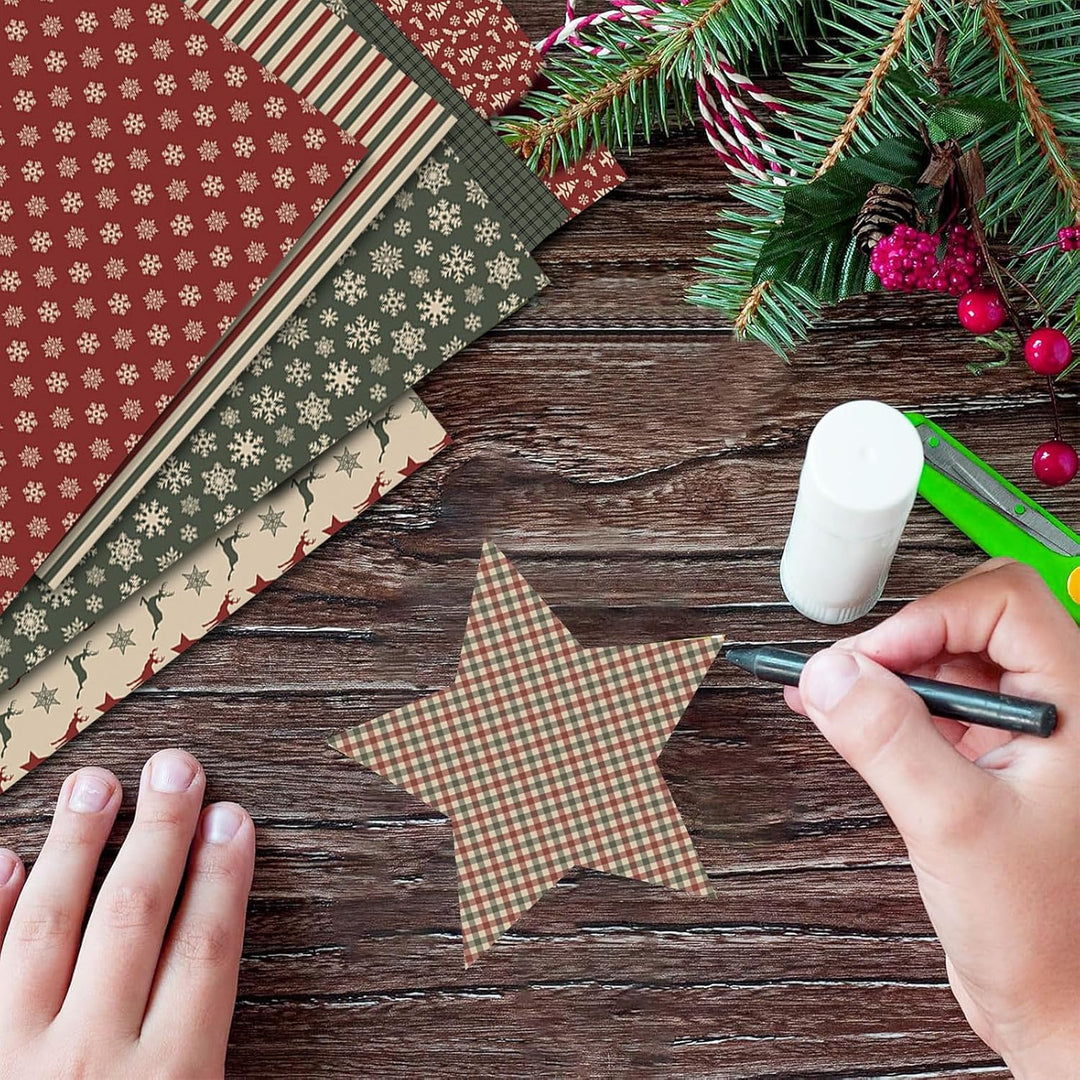 Scrapbook Papier Weihnachten Bastelpapier, 24 Blatt Doppelseitiges Winter Motivpapier, Buntes Dekopa
