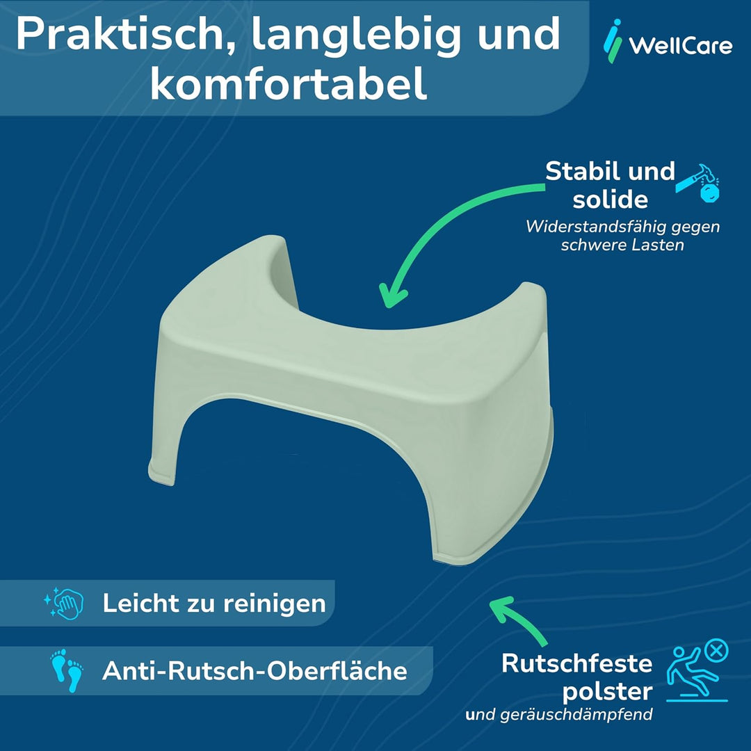 Well Care Toilettenhocker Grün - WC Hocker fur Erwachsene - Hergestellt aus Recyceltem Kunststoff -