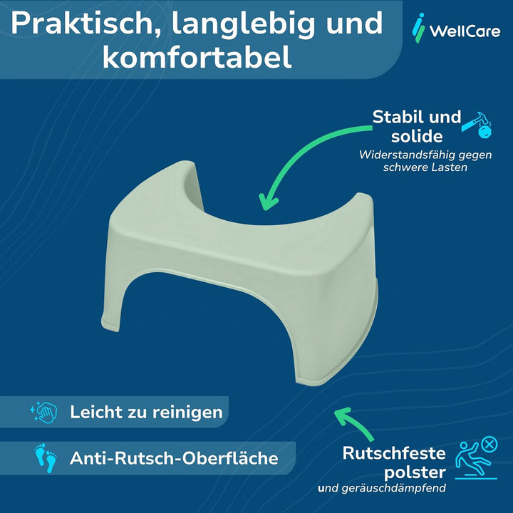 Well Care Toilettenhocker Grün - WC Hocker fur Erwachsene - Hergestellt aus Recyceltem Kunststoff -