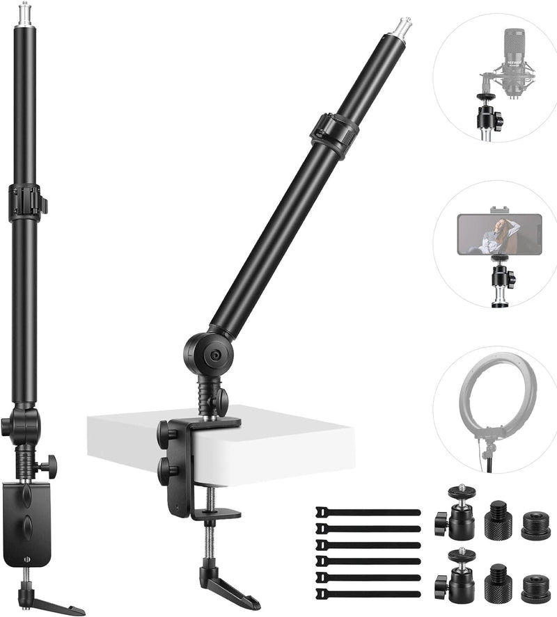 NEEWER Kamera Tischhalterung 225° neigbar& 360° schwenkbar 17,7"-24,8" Stativ mit C Klemme 1/4" Kuge