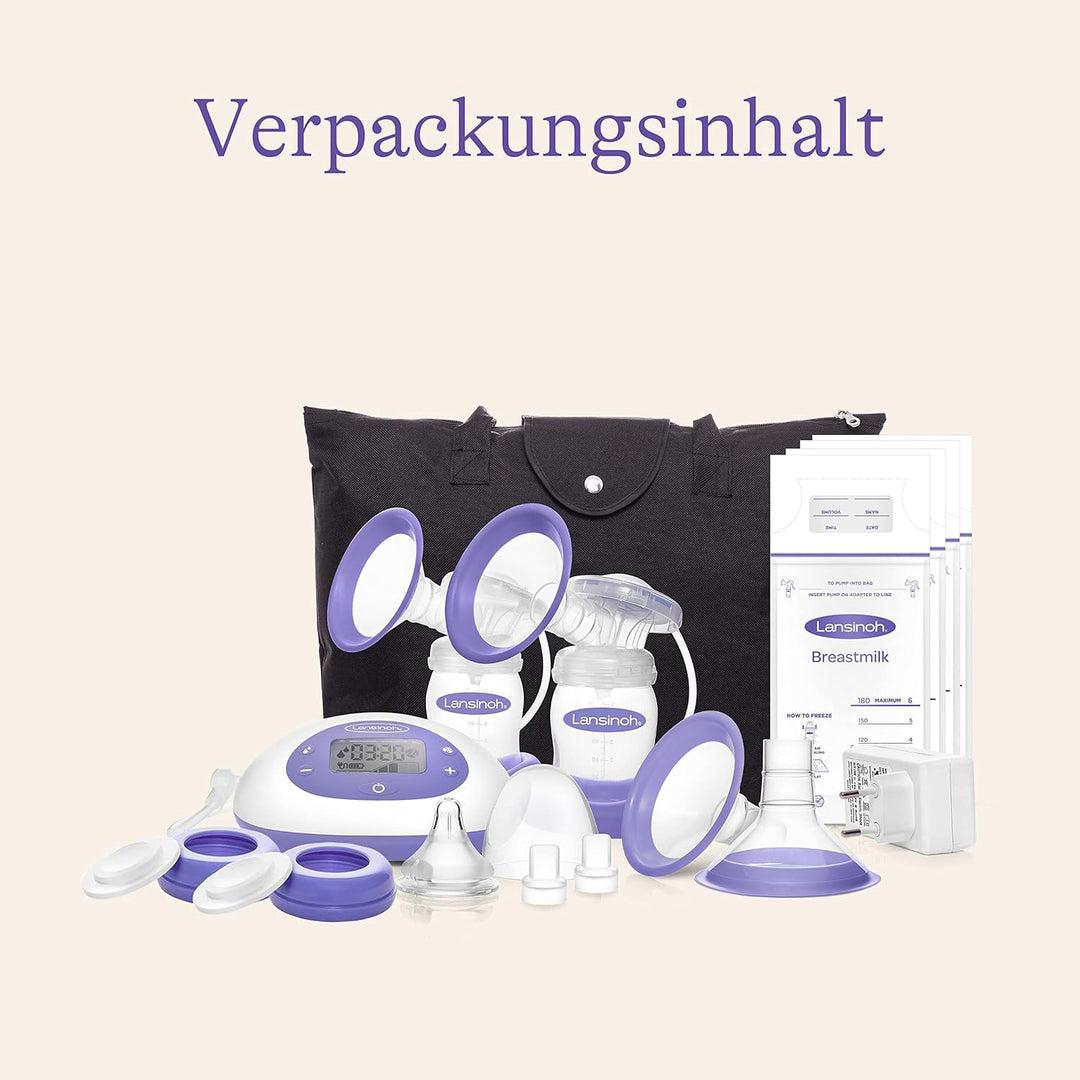 Lansinoh 2in1 Elektrische Milchpumpe - beleuchtetes LCD-Display - ein- oder beitseitiges Abpumpen -