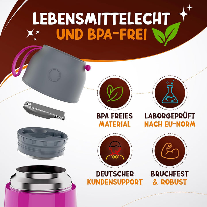Thermobehälter für Essen Kinder – 500ml – 100% auslaufsicher - Warmhaltebehälter Essen Edelstahl – T