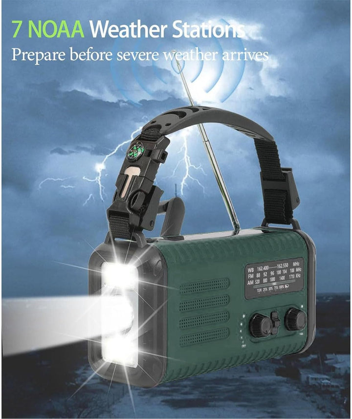 Jectse Handkurbel Notio -Radio, AM FM NOAA Solar Weather Radio mit LED -Taschenlampen -Lesen Lampe S