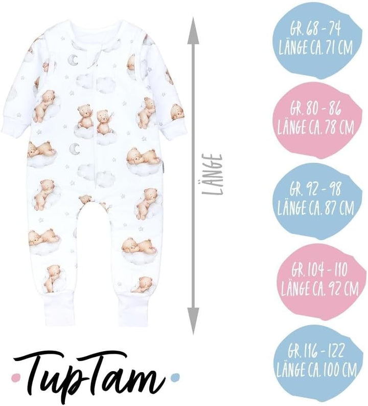 TupTam Baby Schlafsack mit Füssen und Ärmeln – Ganzjahres Schlafsack Baby 2.5 TOG, OEKO-TEX zertifiz