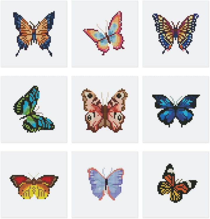 Figured'Art Mini Serie Diamond Painting Erwachsene - Schmetterlinge - Premium-Box mit 9 Stück 15x15