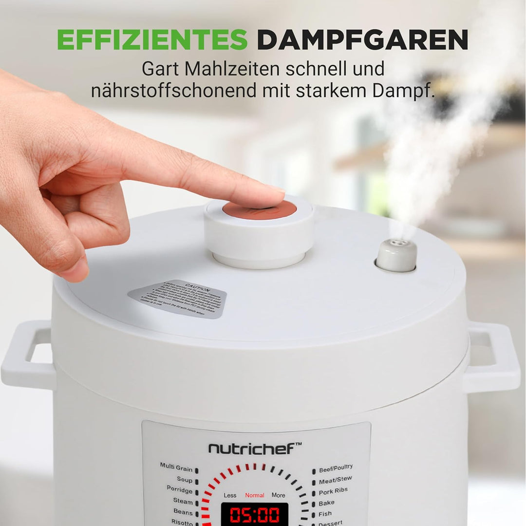 NutriChef Multikocher 5,7 L Elektrischer Schnellkochtopf, 12 Programme, Digitaler Druckkocher mit LC