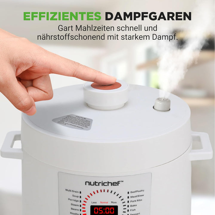 NutriChef Multikocher 5,7 L Elektrischer Schnellkochtopf, 12 Programme, Digitaler Druckkocher mit LC