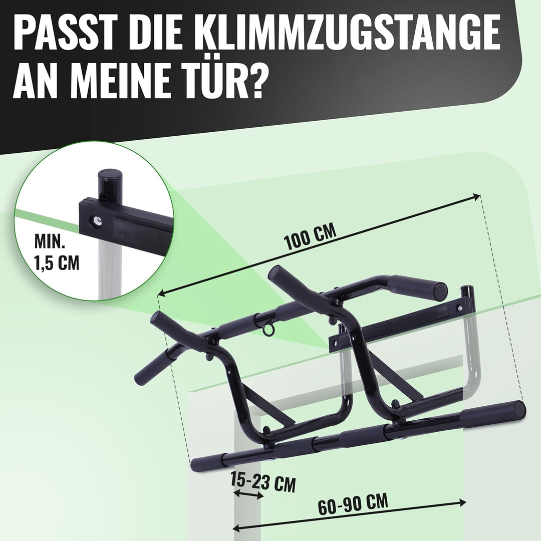 Klimmzugstange für Türrahmen, Ohne Bohren, 4 Griffmölichkeiten, Pull-up Bar für Türen von 60-90 cm m