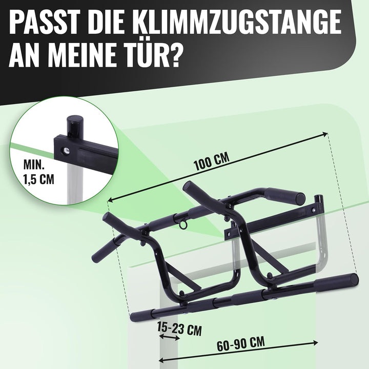 Klimmzugstange für Türrahmen, Ohne Bohren, 4 Griffmölichkeiten, Pull-up Bar für Türen von 60-90 cm m