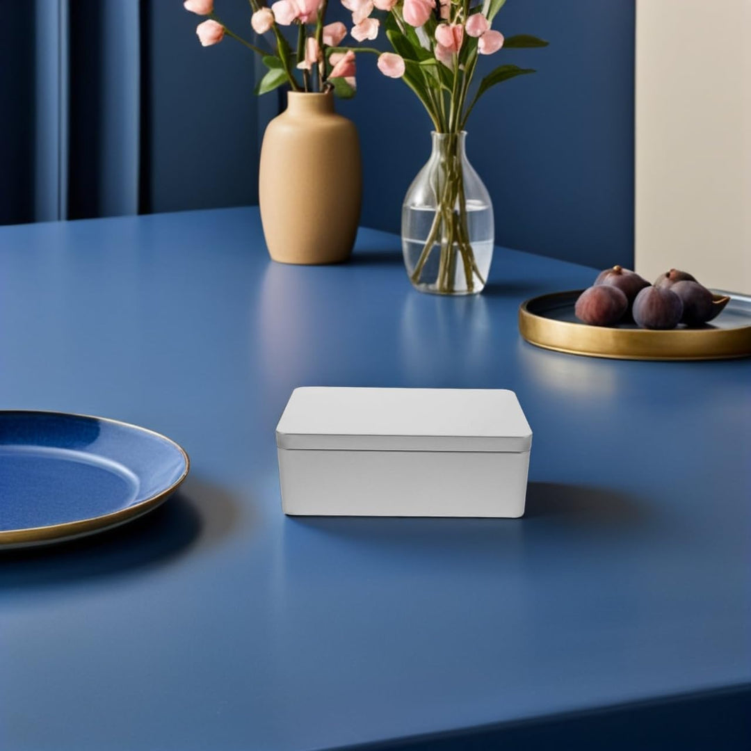 Angoily Rechteckige Leere Blechdose Mit Deckel Aufbewahrungsbox Weissblech Rechteckige Keksdose 23,5