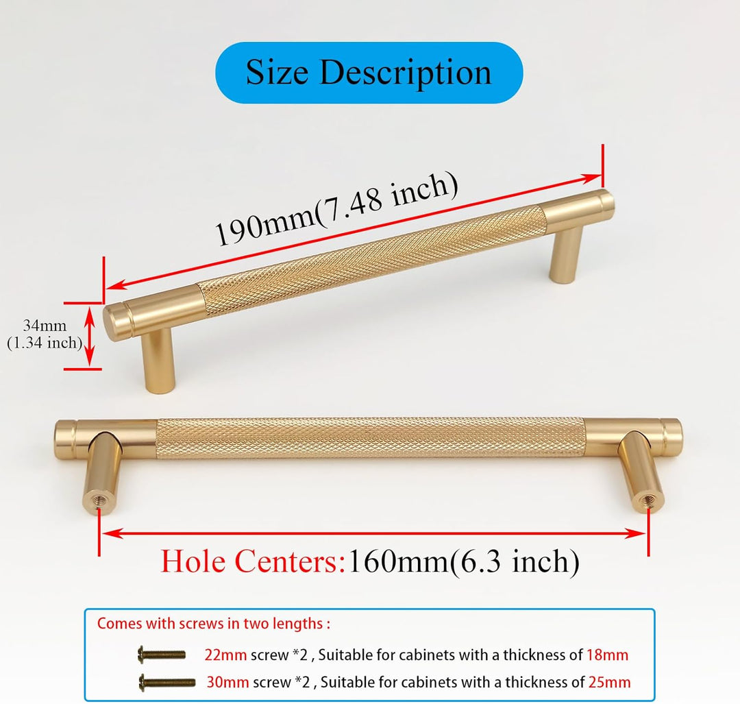 Pexintek 6 Stück Schrankgriffe Gold Moderne Griffe Möbel Möbelgriffe 160mm Lochabstand Türgriffe küc