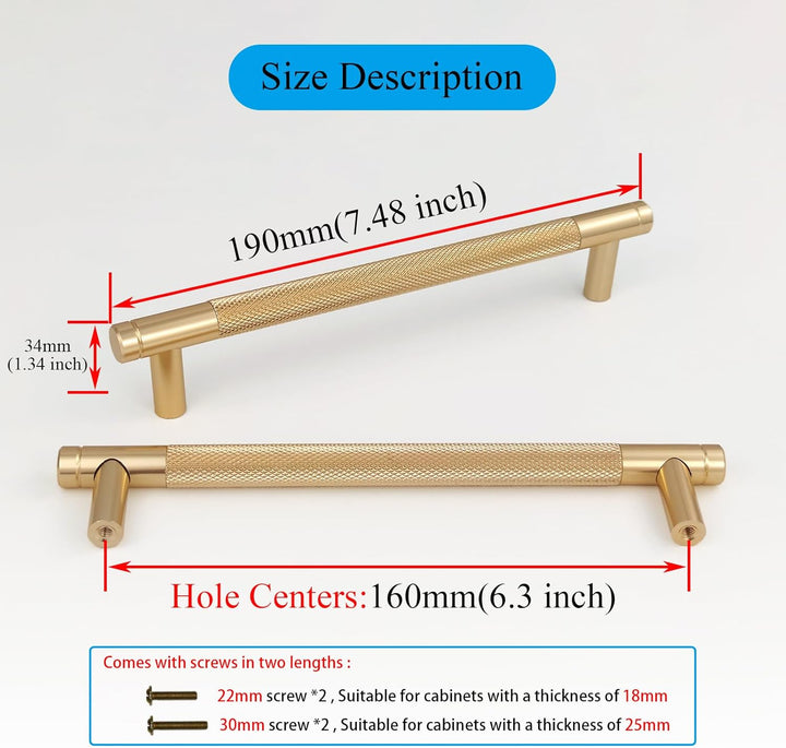 Pexintek 6 Stück Schrankgriffe Gold Moderne Griffe Möbel Möbelgriffe 160mm Lochabstand Türgriffe küc