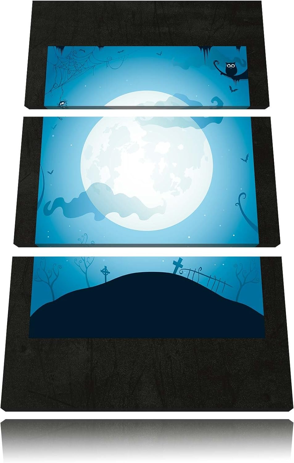 Pixxprint Schauriger Mond als Leinwandbild/Grösse: 3 Teilig (120x80) cm/Wandbild/Kunstdruck/fertig b