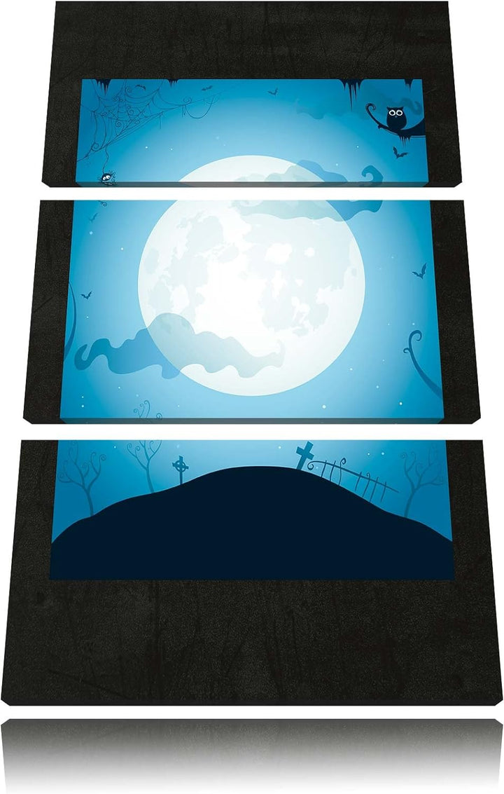 Pixxprint Schauriger Mond als Leinwandbild/Grösse: 3 Teilig (120x80) cm/Wandbild/Kunstdruck/fertig b