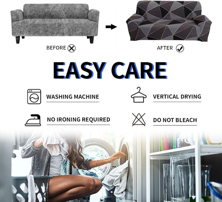 Lydevo Sofabezug 4 Sitzer Stretch Sofahusse Elastischer Sofabezug Spandex Sofa Überzug mit 2 Kissenb