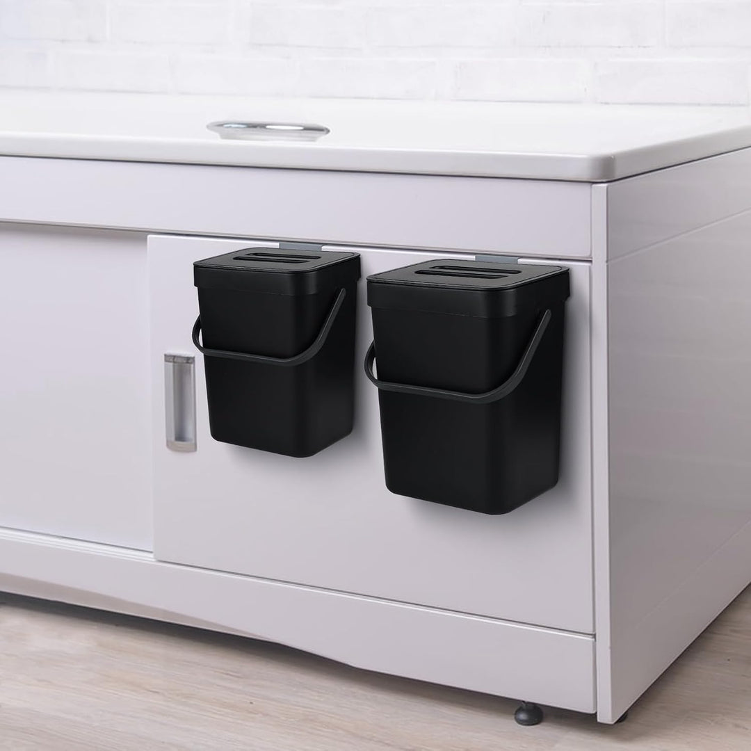 LALAGO Komposteimer Küche,(5L+3L) Aufhängbar Biomülleimer, Hängeaufbewahrung Abfalleimer mit Deckel