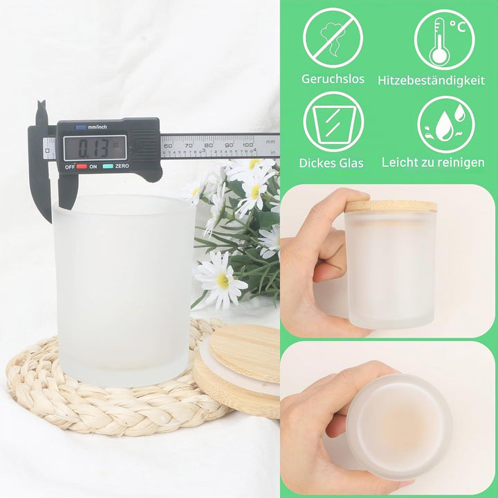 MILIVIXAY 20 Stück 200 ml Milchglas-Kerzengläser mit Deckel, leere Kerzengläser für die Herstellung