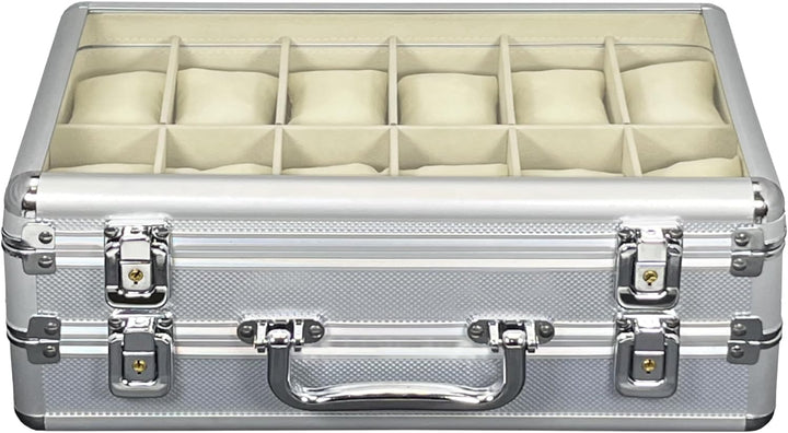 MR Maestro Relojero - Robuste Aluminium Uhrenbox | Platz für 24 Uhren und Schmuck | Ideal für Herren