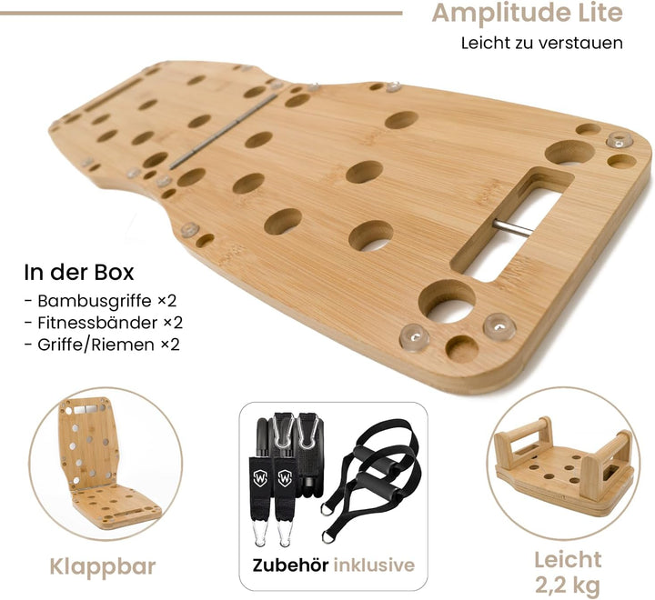 Amplitude – Premium Liegestützbrett (Push up Board) aus Bambus für Home gym – Klappbar & robust – in