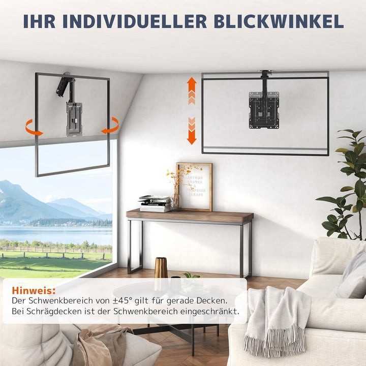 PUTORSEN 19-43 Zoll TV Deckenhalterung Klappbar, Höhenverstellbar Deckenhalterung für Fernseher, Dec