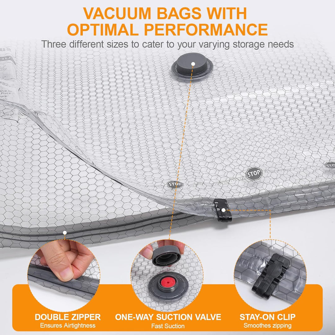 Coopache 15 Stück Vakuumbeutel für Kleidung mit Elektrischer Pumpe - 40x50 40x60 50x60cm Platzsparen