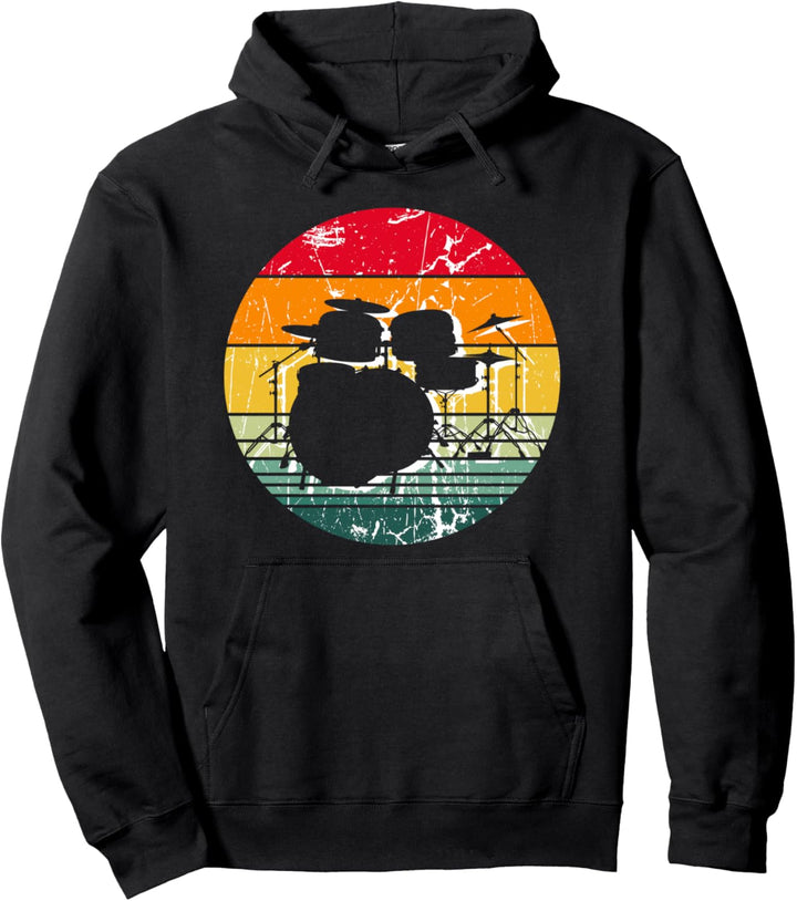 Rock Musiker Drummer Schlagzeuger Retro Schlagzeug Pullover Hoodie