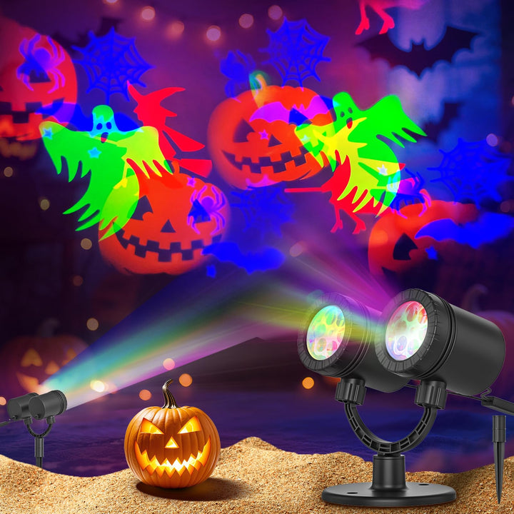 SZGIARUY Halloween Projektor Outdoor Aussenbereich Wasserdicht Dynamisch mit Ieuchtenden Spinnen und
