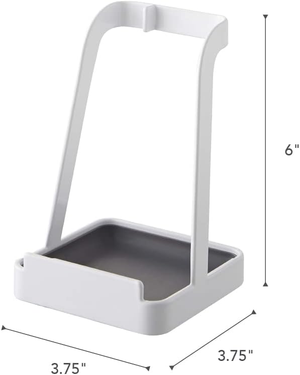 Yamazaki 2248 TOWER Ladle &amp; Pot Lid Stand, White, Steel, Minimalist Design, 10 x 10 x 15 cm (LxWxH)