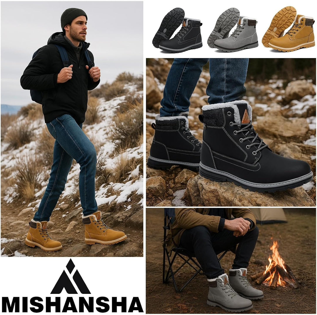 Mishansha Unisex Winterschuhe Herren Warme Gefütterte Winterstiefel Damen Wasserabweisend Wanderschu