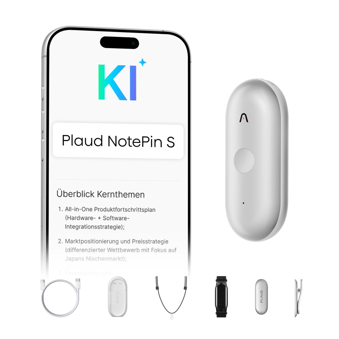 Plaud NotePin S Diktiergerät mit taktiler Aufnahmetaste KI Voice Recorder KI-Notizgerät KI-Schreibfu