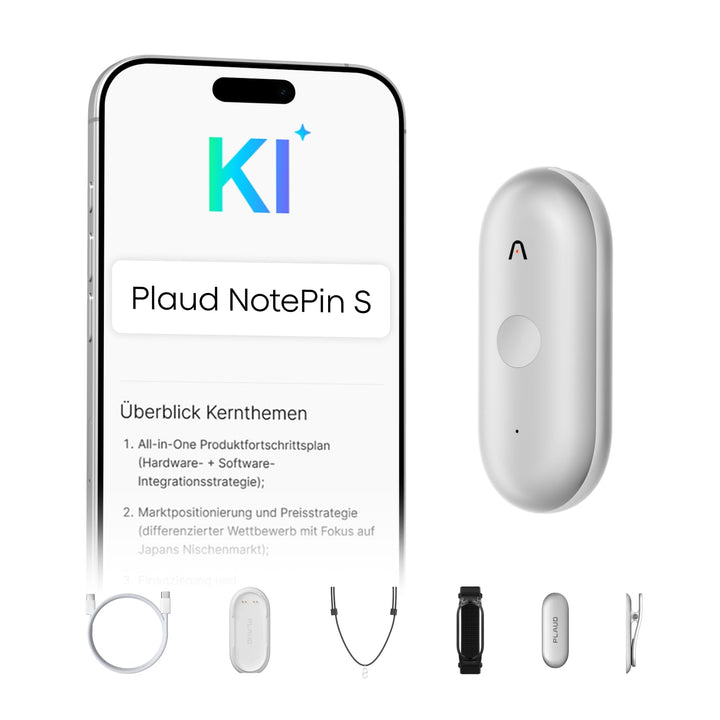 Plaud NotePin S Diktiergerät mit taktiler Aufnahmetaste KI Voice Recorder KI-Notizgerät KI-Schreibfu