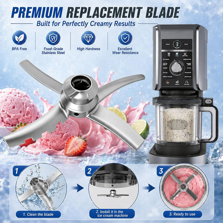 Ersatz Paddelklinge für Ninja Creami NC500, Edelstahl Eismaschine Messer Zubehör, Edelstahl Ersatzte