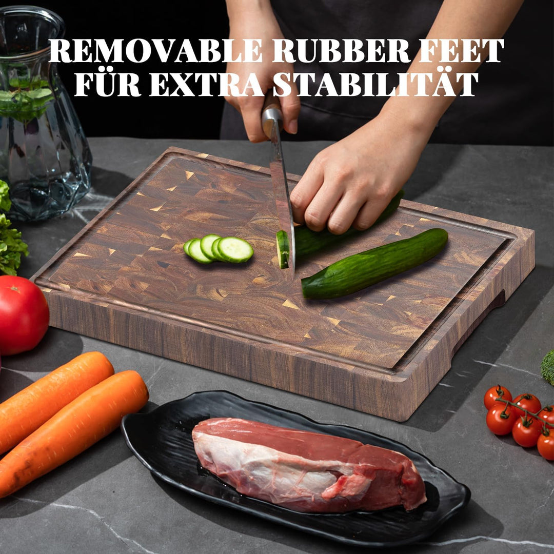 COCOBOSS Large Schneidebrett Holz PREMIUM Akazienholz Schneidebrett für Küchenplatten, mit Saftrutsc