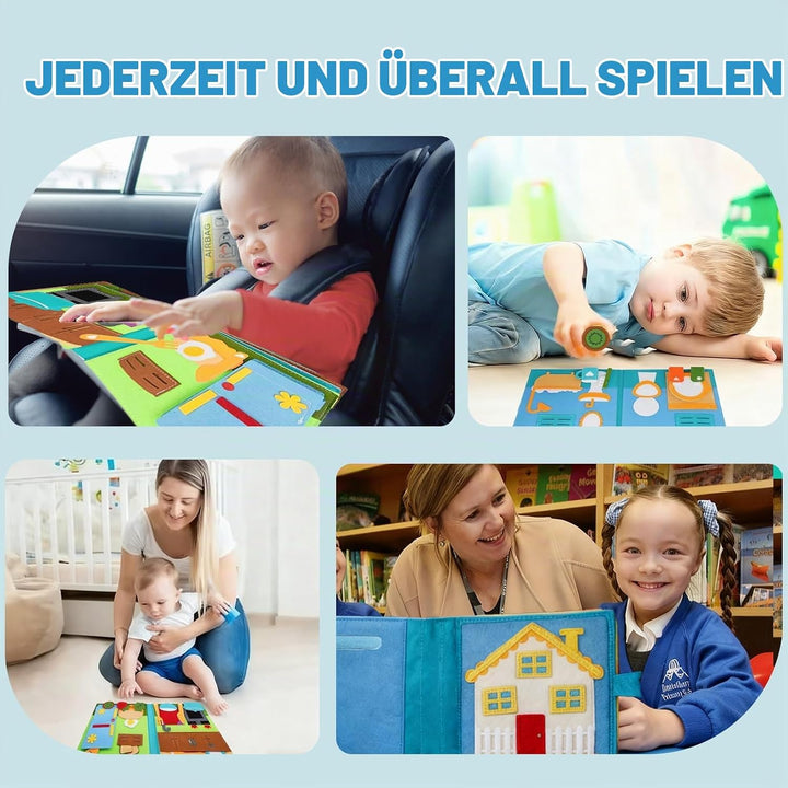 Quiet Book Beschäftigungsbuch für Kinder ab 1 Jahr,3D Filz Beschäftigungsbuch Pädagogisches,Lernspie