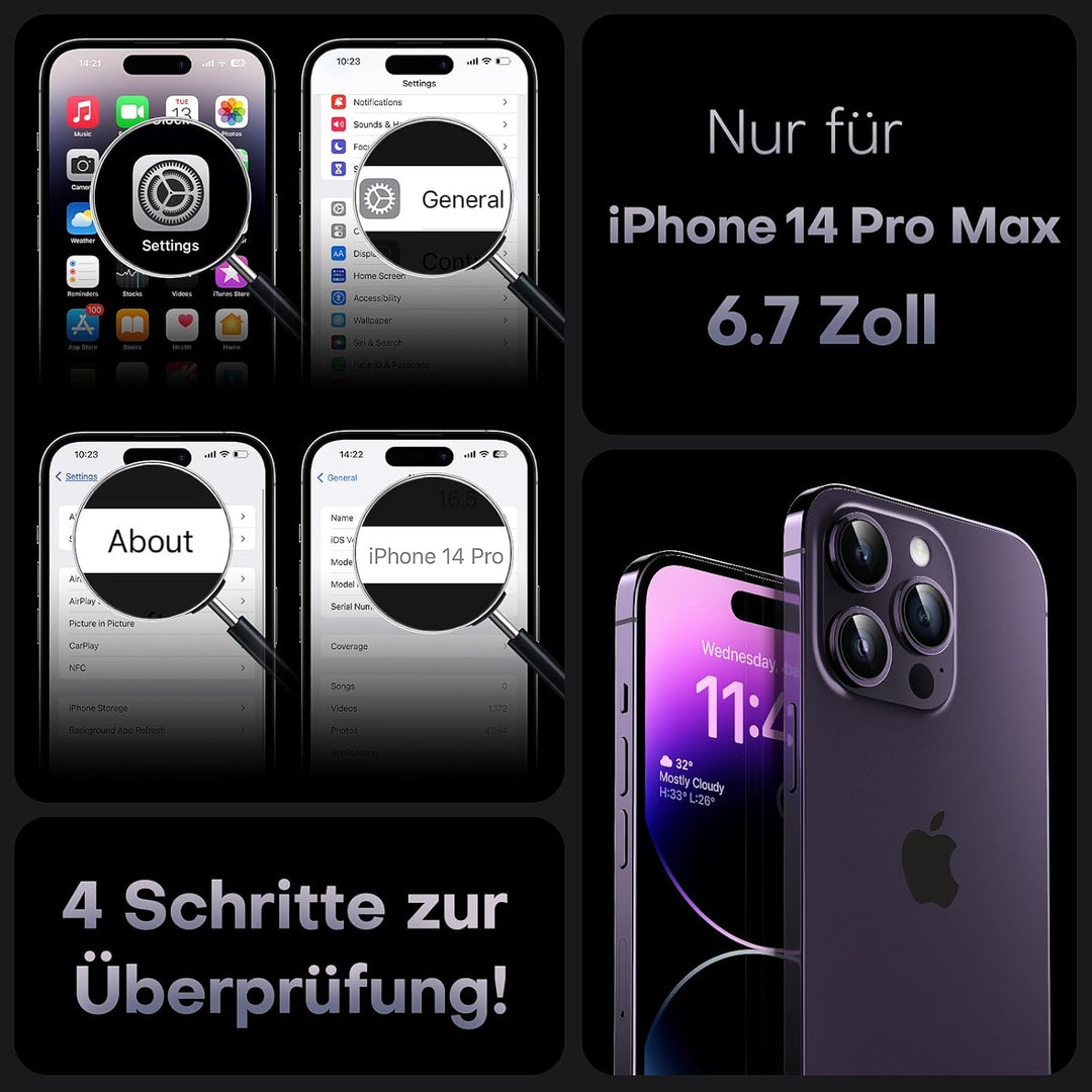 TOCOL 3 in 1 für iPhone 14 Pro Max Hülle für Magsafe, mit 2 Schutzglas, Vollständiger Kameraschutz S