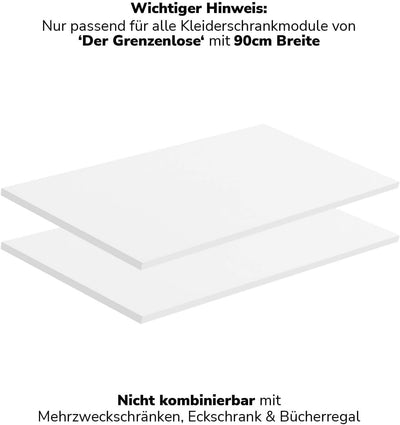 mokebo Einlegeböden 2er-Set für modularen Kleiderschrank 'Die Ableger' in weiss mit 87cm Breite, für