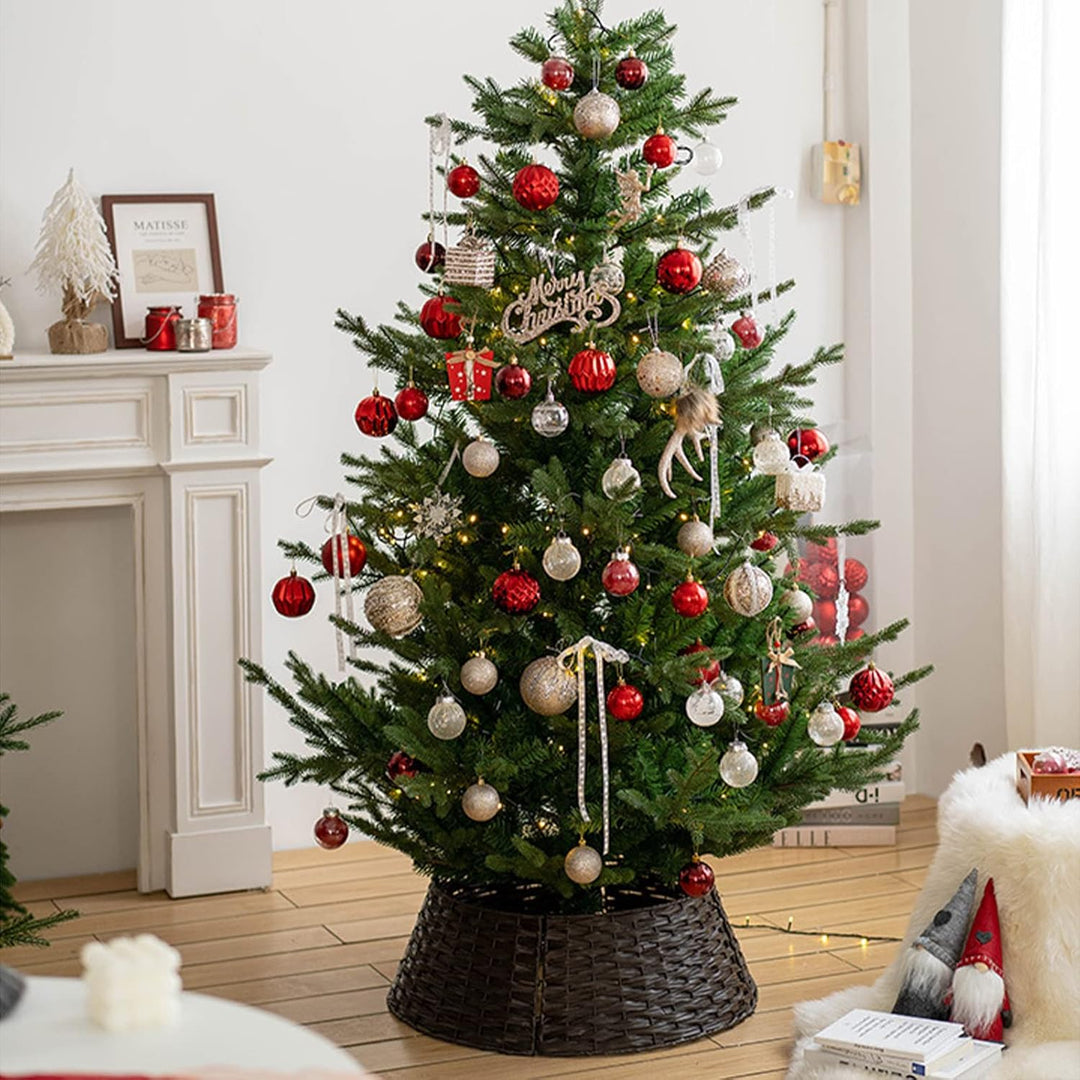 Weihnachtsbaum-Kragen-Rock, Nordische Retro-Dekoration-Basis, Rattan-Wicker-Xmas-Baum-Kragen-Korb-Ri