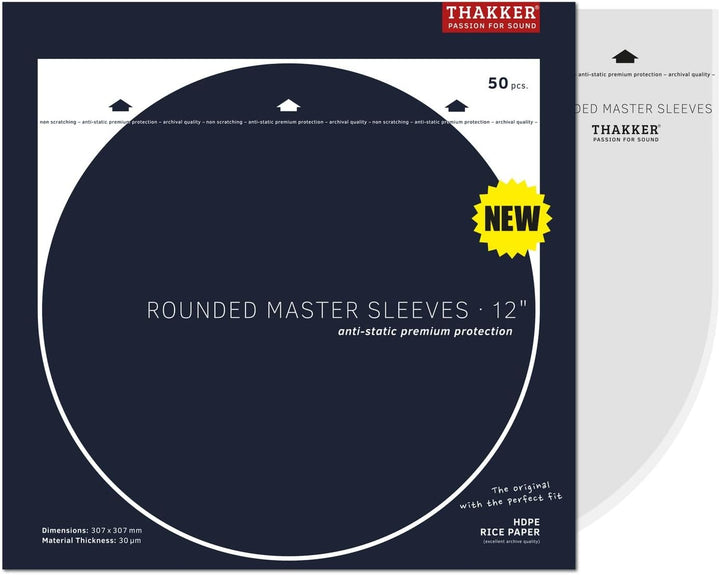 THAKKER Rounded Master Sleeves 12' - 100 halbrunde Schallplatten Innenhüllen für 12 Zoll Vinyl | ant