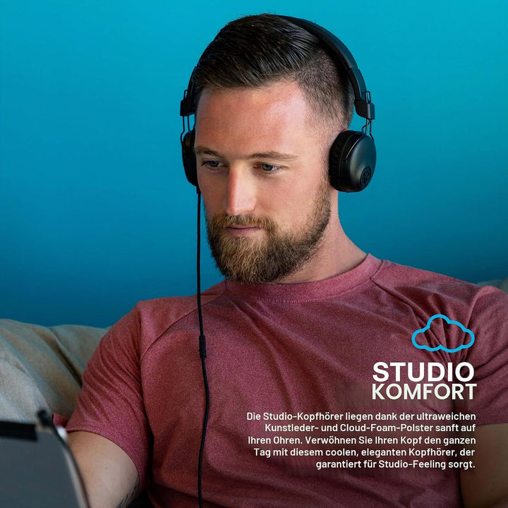 JLab Studio Kopfhörer, Kabelgebundene On-Ear Kopfhörer mit C3-Sound für Kristallklare Klangqualität,