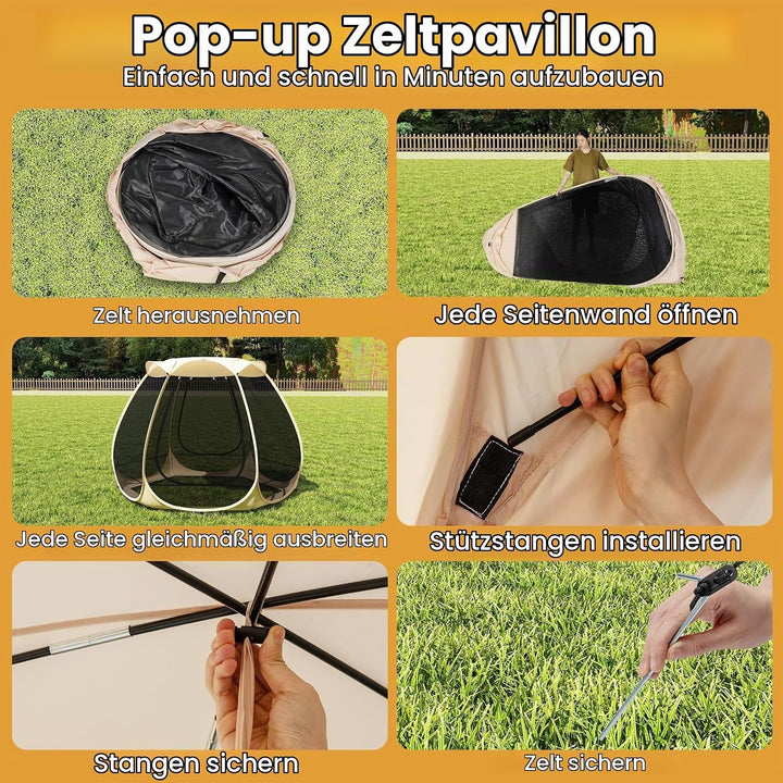 FANTASK Pop-Up-Zelt, faltbares Pavillon mit Rundum-Mesh &amp; Tragetasche &amp; Sonnendach, Sonnenschutzzelt