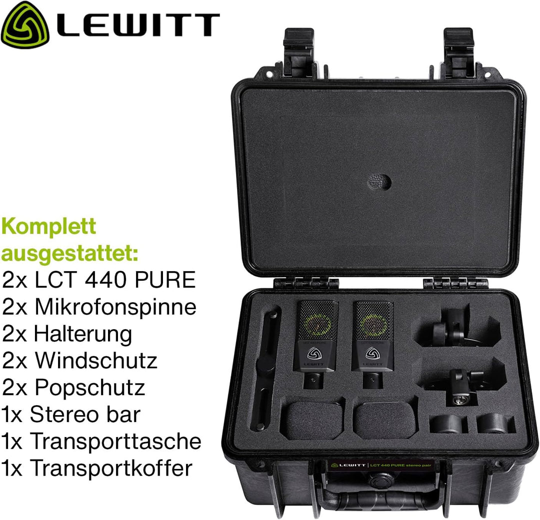 Lewitt LCT 440 Pure Stereopaar XLR Studio Kondensator Mikrofon für Stereo Recording, Drums, Gitarre,