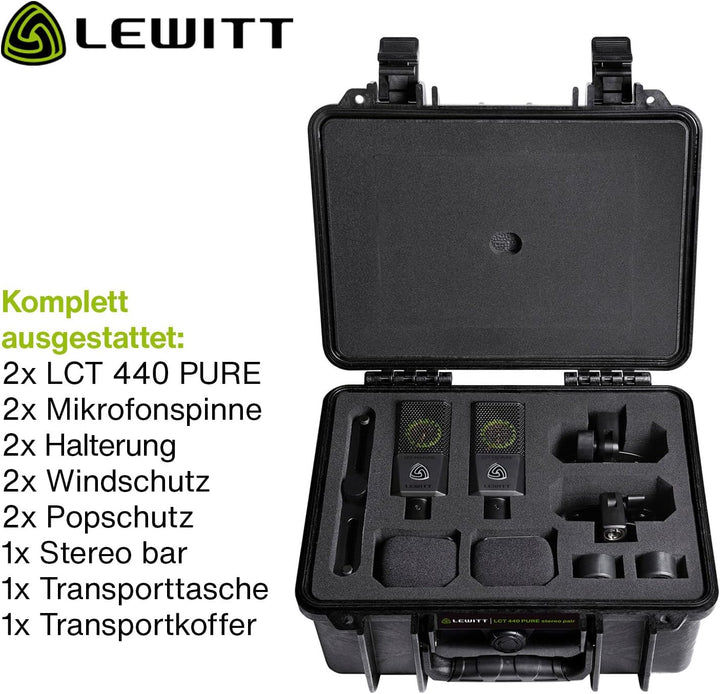 Lewitt LCT 440 Pure Stereopaar XLR Studio Kondensator Mikrofon für Stereo Recording, Drums, Gitarre,