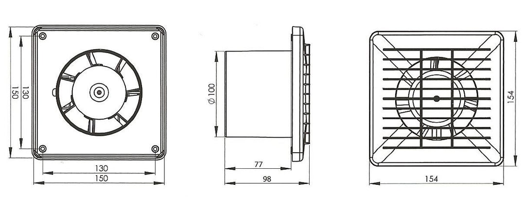 Basic Badventilator Ø 100 mm Badlüfter nur 10 W Lüfter Ventilator Deckenlüfter weiss 10 cm WB100 Wan