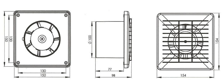 Basic Badventilator Ø 100 mm Badlüfter nur 10 W Lüfter Ventilator Deckenlüfter weiss 10 cm WB100 Wan