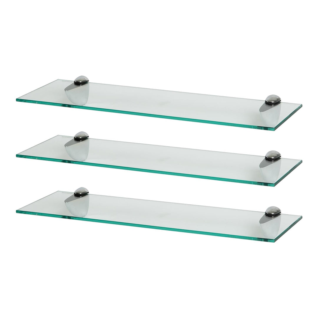 Harbour Housewares 3X Klar 60cm Schwebende Wandregale aus Glas - Badezimmer Dusche Küche Regale Lage
