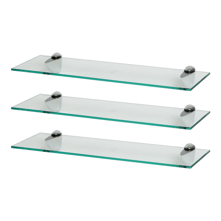 Harbour Housewares 3X Klar 60cm Schwebende Wandregale aus Glas - Badezimmer Dusche Küche Regale Lage